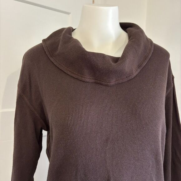 Chico's Zenergy size 6 Chocolate Brow Funnel Neck Ribbed Long Sleeve Top - Picture 4 of 8